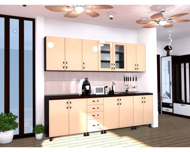 Bucatarie Zebra 2.6 metri MDF vanilie simpu